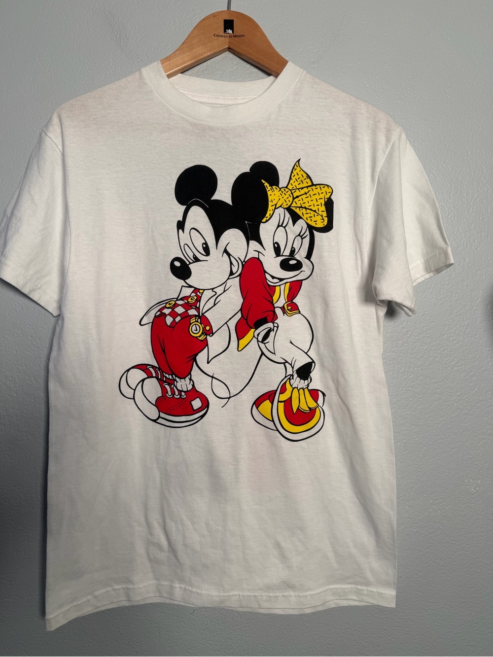 Fila White Short Sleeve Tee with Red, Yellow and Black Mickey & Minnie Print